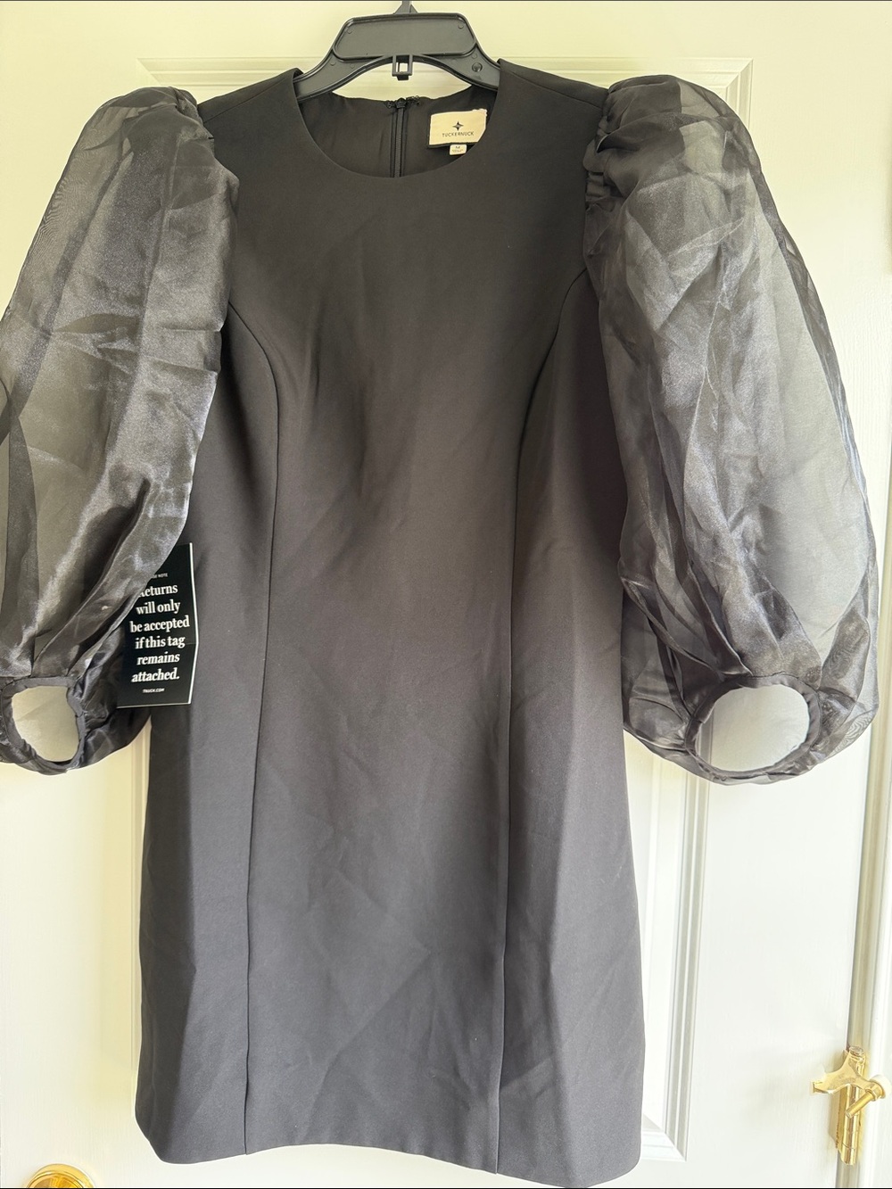 Tuckernuck Black Organza Puff-Sleeve Formal Dress - NEVER WORN!!